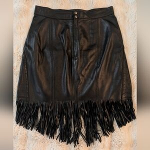 Vintage Leather Tannery West Fringe Mini Skirt